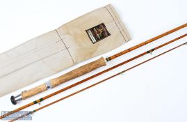 Foster Bros Ashbourne Challenge Brand The Champion, split cane fly rod 9ft 3pc, alloy sliding reel