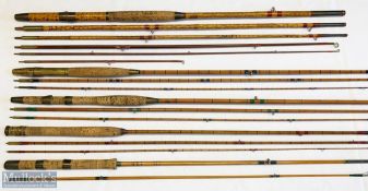 5x Various Antique fishing rods – featuring Angler Depot cane and greenheart combination rod cane