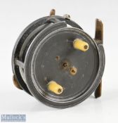 Hardy’s Patent ‘The Silex’ 4” alloy reel, twin ivorine handles, quarter rim cut out, Slater style