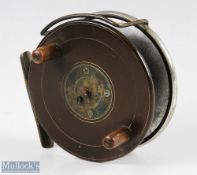 Victorian unmarked Slater Style 4” star back reel ebonite back and face with brass drum lining,
