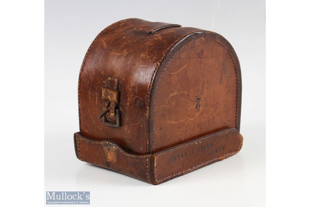 Farlows 4” brass fly reel in D block case formerly owned by Hon Major F Keane, reel with original - Image 4 of 6
