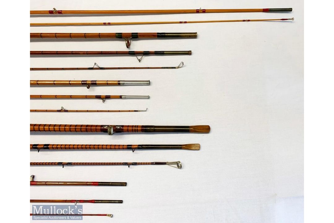 5x Various antique fishing rods – features Hargard Aura Made in Norway 9ft 2pc split cane rod - Image 3 of 4