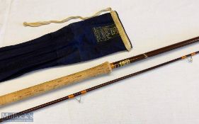 Hardy Bros Swing-Tip 9ft 5in glass fibre 2pc rod in good overall condition, with maker’s cloth bag