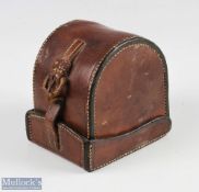 Farlow Leather D Shaped Reel Case, in used condition, missing end part of leather strap -still