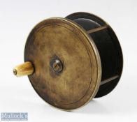 Chas Farlow, 191 Strand London 4 ¾” brass salmon reel, makers marks in script to rear, fat bone