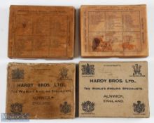 4 x Hardy Bros Fishing accessories Card Boxes, with metal staples to corners, all empty boxes
