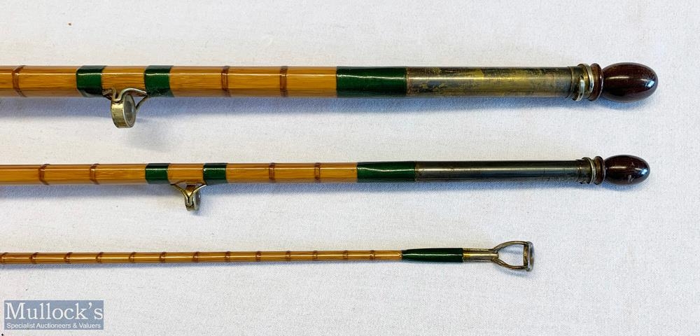 JJS Walker Bampton 13ft 6in 3pc split cane rod serial 10012 with agate butt/tip ring, overall A/G - Image 4 of 4