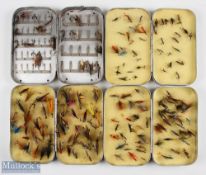 4 x Richard Wheatley Slimalloy Fly Tins, with Salomon and Trout flies, 1 case shows signs of wear,
