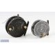 2x unnamed alloy trout fly reels, one 3 ½” with black finish, two cream handles, brass rim check - Image 1 of 2