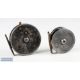 2x unnamed alloy trout fly reels, one 3 ½” with black finish, two cream handles, brass rim check - Image 2 of 2