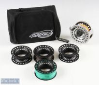 Airflo Switch Superlite 7/9 alloy fly reel, black counterbalance handle, rear tension adjuster,