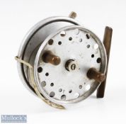 Hardy Bros Alnwick Longstone alloy reel, 3 5/8” drum, twin brown handles, nickel line guide,