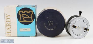 Hardy Bros, England The Silex 4” alloy fly reel, twin black handles, black check on/off handle,