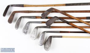 9x Various Ladies/Juvenile golf irons - features A Burton mashie L (Forged by FH Ayres),
