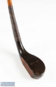 Fine and Rare Wm Park Musselburgh left hand longnose scare head dark stained beech wood putter c1870