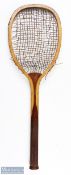 c1896 G G Bussey & Co Match Tennis Racket, retailed by Williams & Co Paris, with shoulder