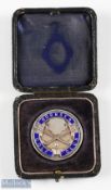 1938 Hornsea Golf Club (Est. 1898) Silver and Enamel medal - the obverse decorated with crossed golf