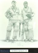 1992 Middlesex Cricket Signed Print, the opening pair - signed by the artist and Desmond Haynes -