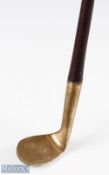 Interesting Sunday Golf Smooth Face Rut Iron Walking Stick fitted with a brass head, with a dark