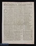 1767 St Andrews Golfing Announcement in The Edinburgh Advertiser newspaper covering the period