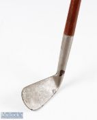 Sunday Golf smf Niblick Walking Stick with flanged sole and bulbous back, with a hickory shaft,