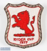 Rare 1977 Ryder Cup GB & I Team Members Embroidered Blazer Crest Badge - played at Royal Lytham