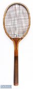 c1905 William Sykes Ltd Horbury & London Wooden tennis racket, 13 1/2oz in weight, with shoulder