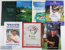 1991-1998 Golf programmes and Yearbook, to include Volvo PGA Alfred Dunhill cup St Andrews 1998,