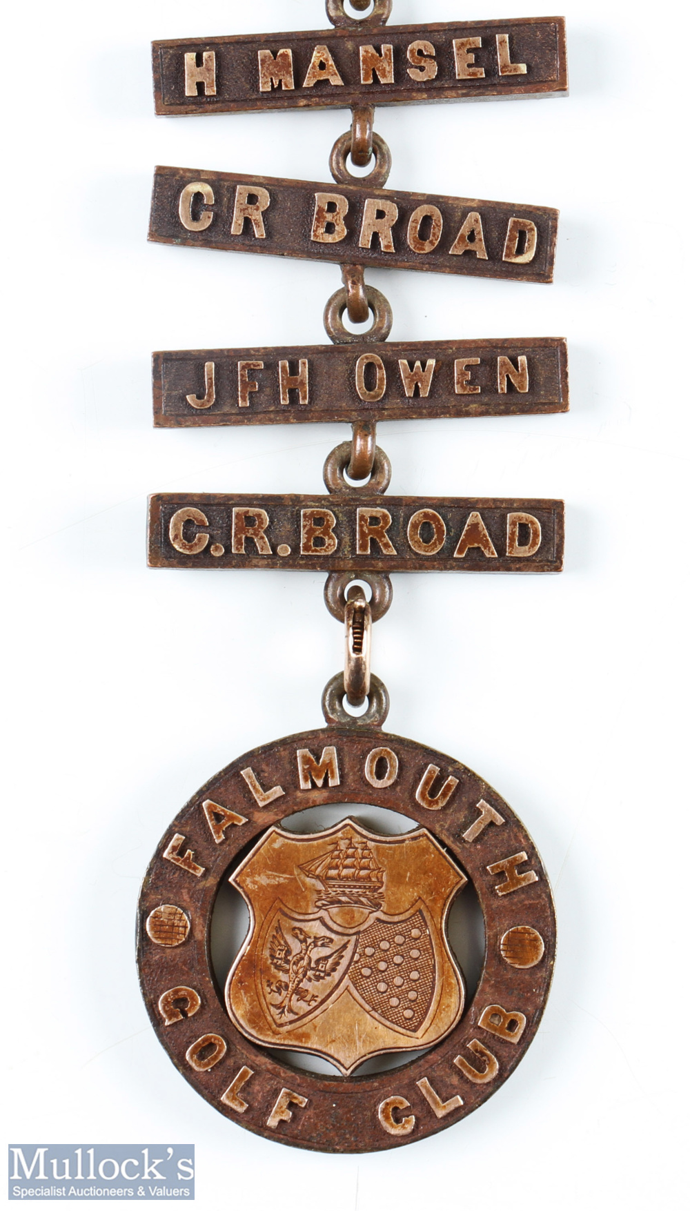 Rare 1896 Falmouth Golf Club bronze and gilt medal "For Match Play" - featuring a gilt shield to the - Image 3 of 3