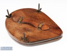 c1900 H J Gray & Son Tennis 2 Racket Press pear shaded press made of stained oak, with brass