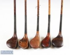 5x Various Golf woods - features Gibson of Kinghorn star mark scare neck, M Young Prestwick scare