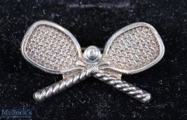 1897 Birmingham Silver Hallmarked Silver Tennis Racket brooch,2.9g in weight