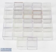 22x Acrylic golf ball display boxes, 5cm Cube - in good used condition, with old labels on them