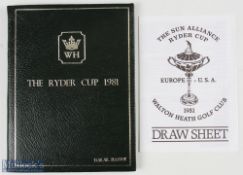 Rare 1981 The Ryder Cup Walton Heath Golf Club Presentation Club History - titled 
