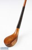 c1895 Tom Morris St Andrews golden beech wood scare neck bulger driver with heavy bulge to face,