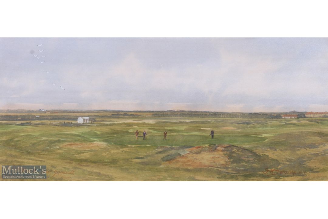 F H Partridge (1849-1929) - Great Yarmouth & Caister Golf Club - titled "5th Green Yarmouth" - - Image 2 of 2