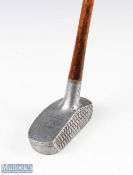 Spalding 'Schenectady' alloy mallet head putter maker's marks to the crown, cross hatch face design,