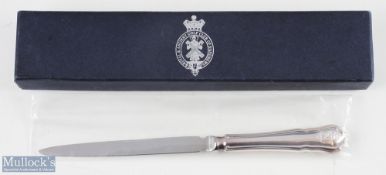 Official Royal & Ancient Golf Club of St Andrews Silver plated letter opener engraved with the