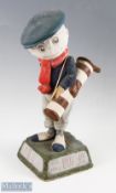 Dunlop Caddy advertising golfing figure - mounted on naturalistic splayed base inscribed to 2 panels