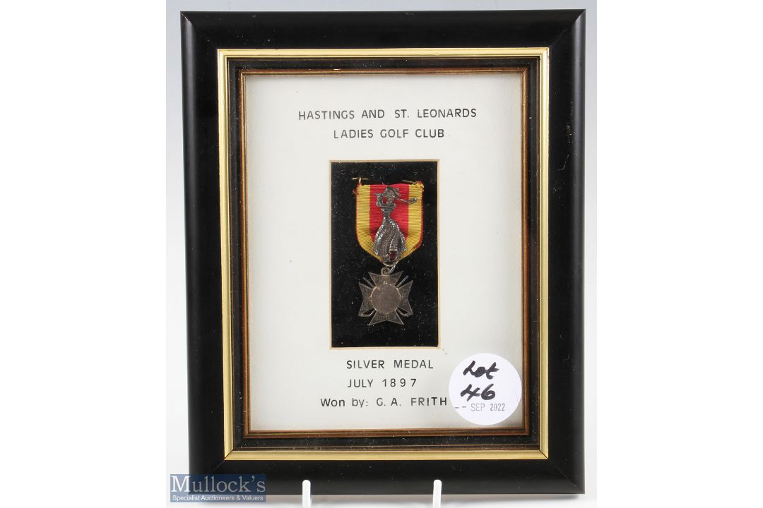 Scarce 1897 Hastings & St Leonards Ladies Golf Club (Est 1895) Sliver Monthly Medal - c/w ribbon - Image 1 of 2