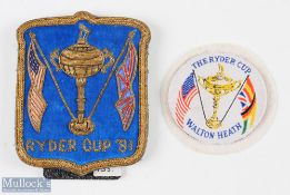 1981 Official Ryder Cup Team Players Cloth and Wire Blazer Badge with Clip et al (2) - worn by
