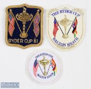1981 Official Ryder Cup Team Players embroidered blazer badge et al (3) - dark blue and gilt