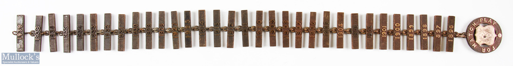 Rare 1896 Falmouth Golf Club bronze and gilt medal "For Match Play" - featuring a gilt shield to the