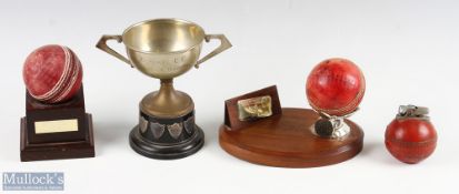 Cricket Ball Lighter, Trophies 1955 Cup, to include a Tiki leather cricket ball lighter -empty,