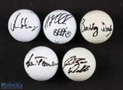 Collection of British Tour Golf Winners signed golf balls (5) to include Andrew 'Beef' Johnston, Sam