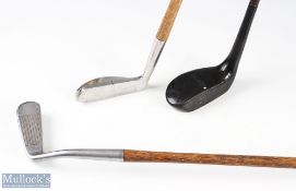 3x interesting putters to incl early and rare Forgan Black Magic Composite Mallet head putter with