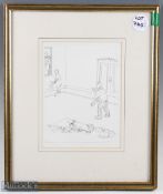 Simon Bond Cricket Cartoon Art, original art 