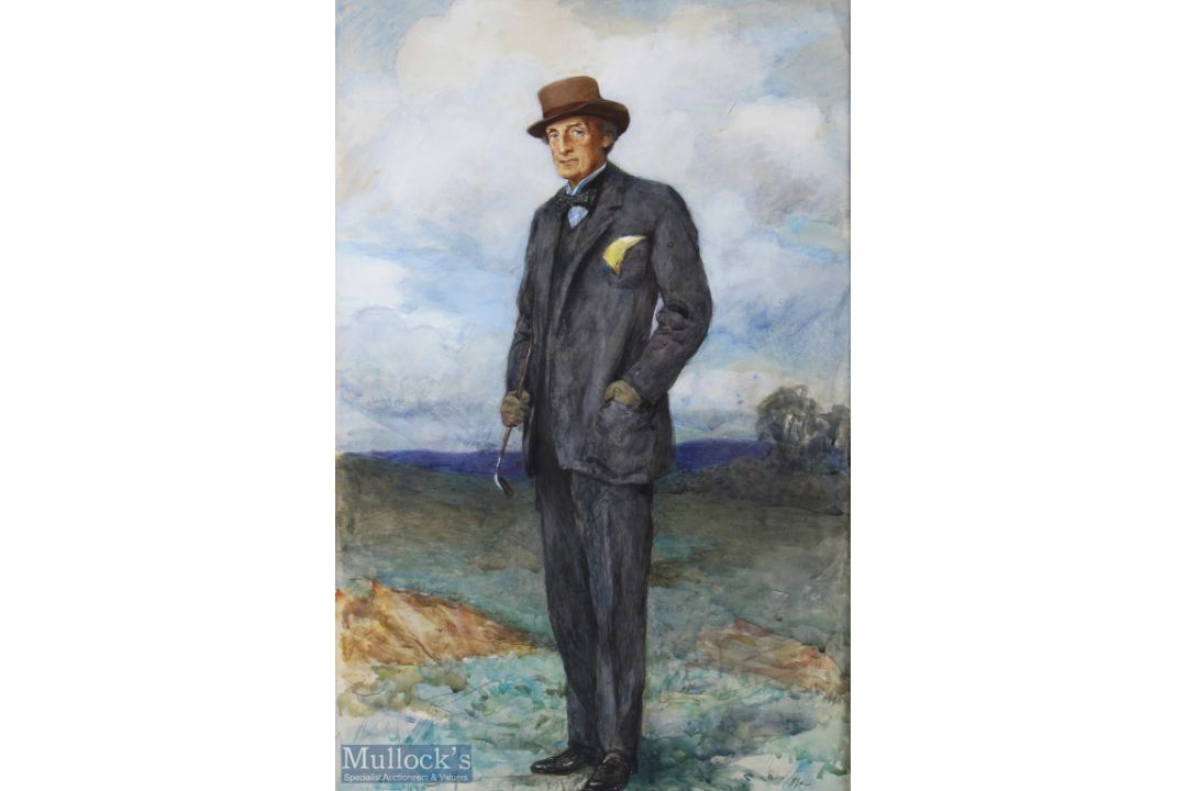 Clement Flower British Artist - "Thomas Lister 4th Baron of Ribblesdale - Captain of Sandy Lodge GC - Image 2 of 3