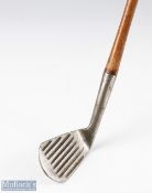 Inco Monel Metal spade mashie iron 'H6' Special with grooved line face markings, regripped and ready
