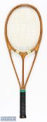 c1935 Hazells Streamline Green Star Wooden Tennis Racket, the famous triple branch racket, British